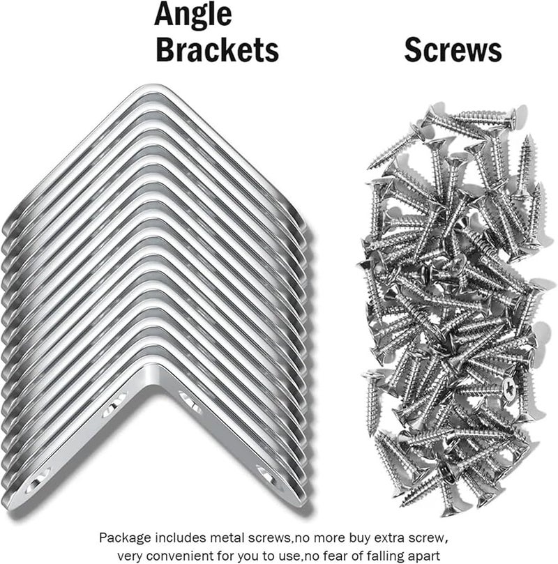 50pcs L Shaped Corner Brackets with Screws for Cabinet Furniture Shelves Drawer Support - Image 5