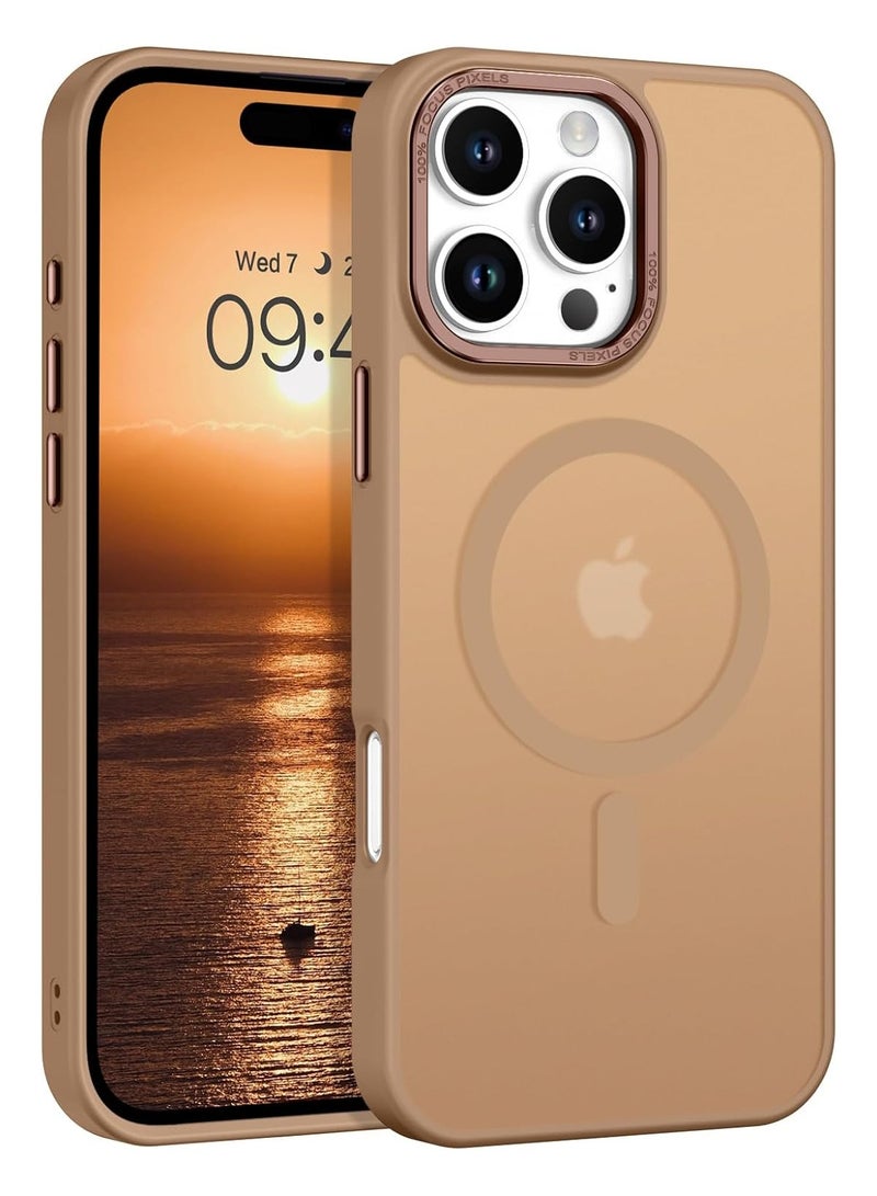 Magnetic Case for iPhone 16 Pro 6.3 Inch Case Translucent Matte Phone Case Slim Thin Shockproof Anti-Yellow Women Men Girls Boys Protective Cover (Desert Titanium) - Image 1