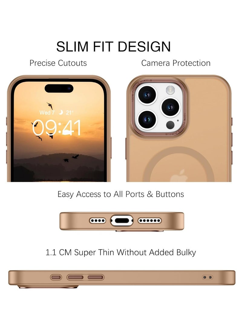 Magnetic Case for iPhone 16 Pro 6.3 Inch Case Translucent Matte Phone Case Slim Thin Shockproof Anti-Yellow Women Men Girls Boys Protective Cover (Desert Titanium) - Image 2