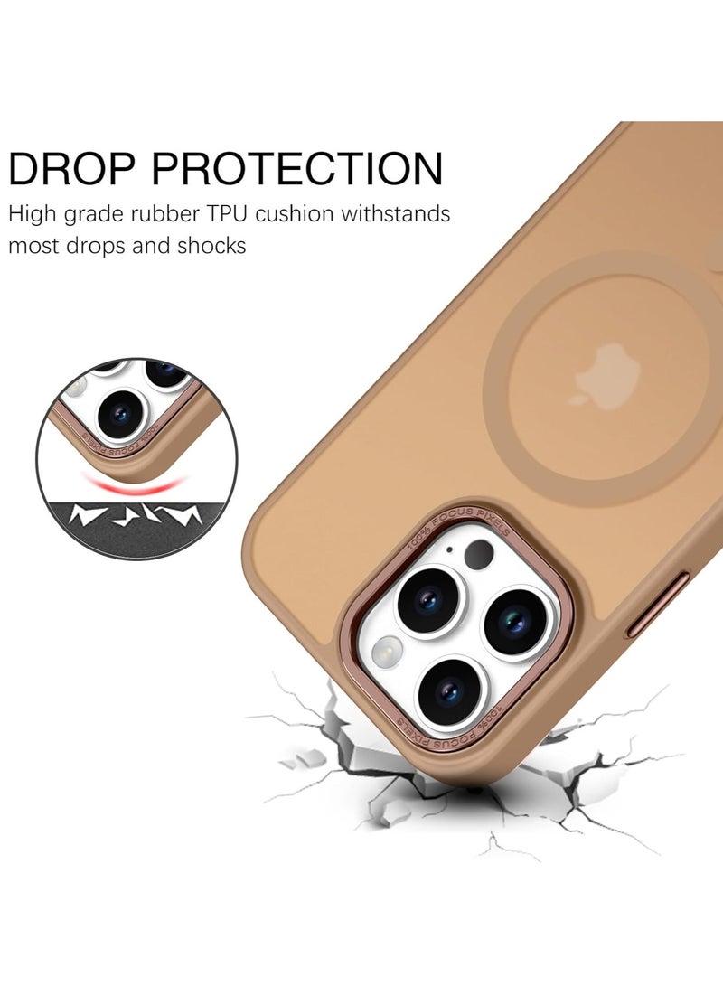 Magnetic Case for iPhone 16 Pro 6.3 Inch Case Translucent Matte Phone Case Slim Thin Shockproof Anti-Yellow Women Men Girls Boys Protective Cover (Desert Titanium) - Image 4