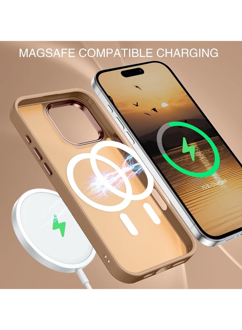 Magnetic Case for iPhone 16 Pro 6.3 Inch Case Translucent Matte Phone Case Slim Thin Shockproof Anti-Yellow Women Men Girls Boys Protective Cover (Desert Titanium) - Image 5