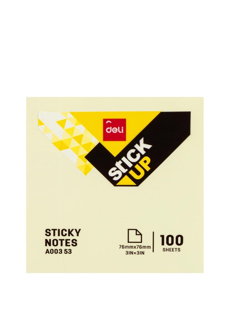 Deli ملاحظات لاصقة، 3”x3”، 12 دفتر، ألوان باستيل صفراء ملاحظات لاصقة، ملاحظات لاصقة، دفاتر ملاحظات لاصقة ذاتية، دفاتر ملاحظات لاصقة جمالية، ملاحظات لاصقة ملونة، ملاحظات لاصقة بالجملة ملاحظات لاصقة - Image 1