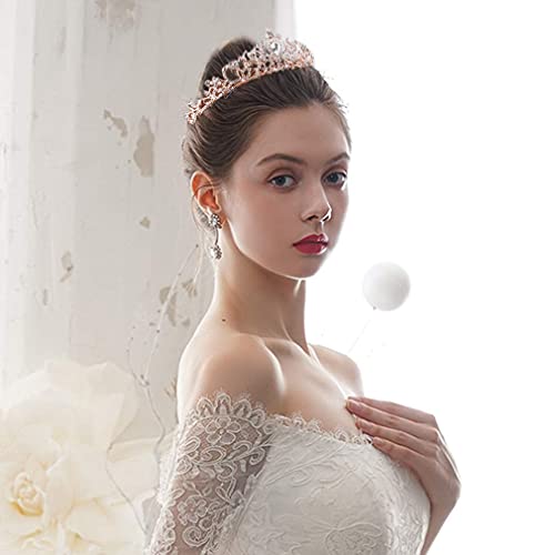 Didder Rose Gold Crystal Tiara Crown Headband Princess Elegant Crown with combs for Women Girls Bridal Wedding Prom Birthday Party - Image 4