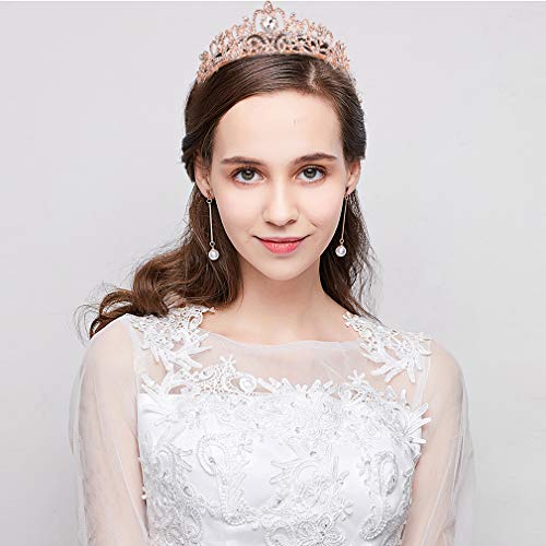 Didder Rose Gold Crystal Tiara Crown Headband Princess Elegant Crown with combs for Women Girls Bridal Wedding Prom Birthday Party - Image 2