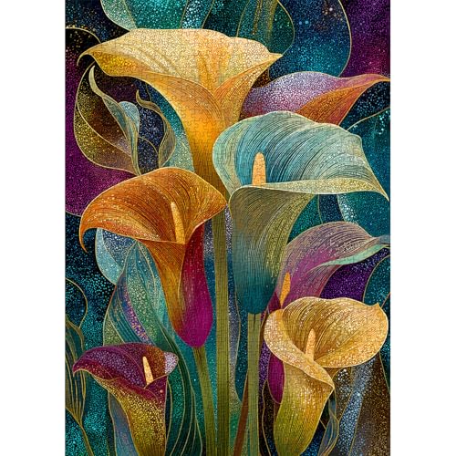 PICKFORU Calla Lily Flower Puzzle for Adults 1000 PiecesColorful Floral Plant Art Puzzle Rainbow Calla Lily Impossible Hard Difficult Challenge for Adults - Image 1