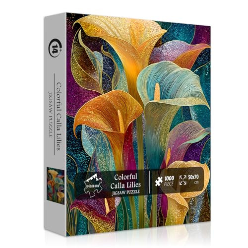 PICKFORU Calla Lily Flower Puzzle for Adults 1000 PiecesColorful Floral Plant Art Puzzle Rainbow Calla Lily Impossible Hard Difficult Challenge for Adults - Image 5