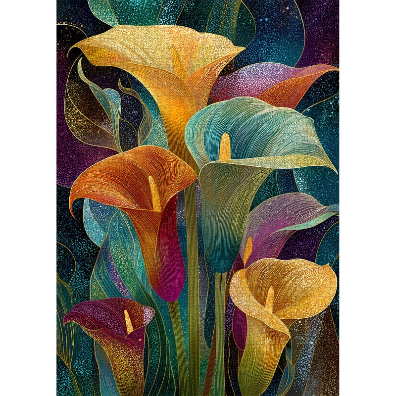 PICKFORU Calla Lily Flower Puzzle for Adults 1000 PiecesColorful Floral Plant Art Puzzle Rainbow Calla Lily Impossible Hard Difficult Challenge for Adults - Image 3