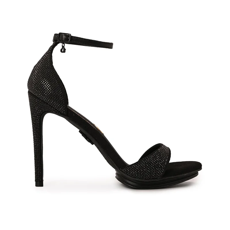 Carmen Steffens Black Platform Sandal with Crystals