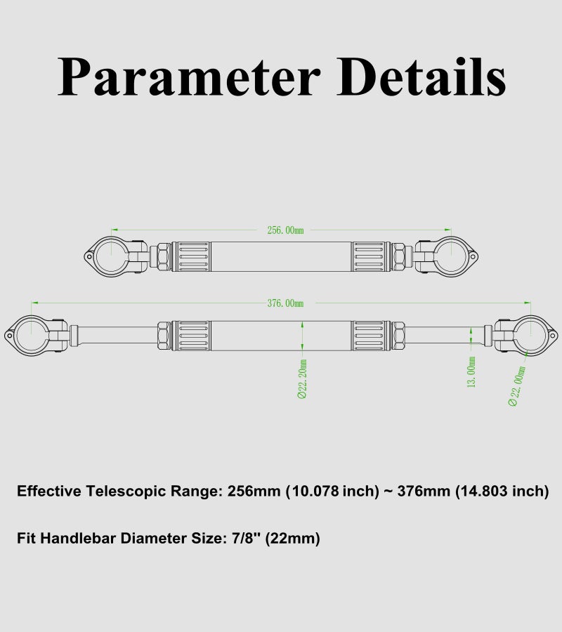 BRCOVAN Aluminum Alloy Cross Bar for Motorcycle, Length Adjustable Design Handlebar Extender Extension, Motorcycle Balance Bar Reinforce Lever Compatible with Handlebar 22mm in Diameter - Image 5