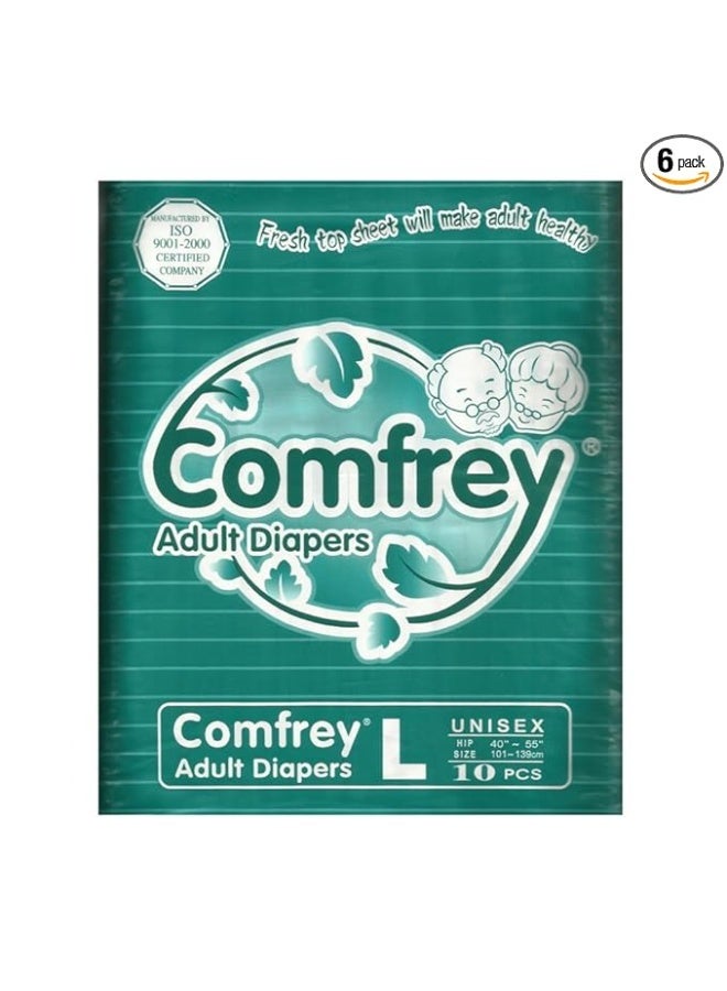 Comfrey Adult Diapers Large - 10's Disposable Hip Size 40inches to 55inches - Image 1