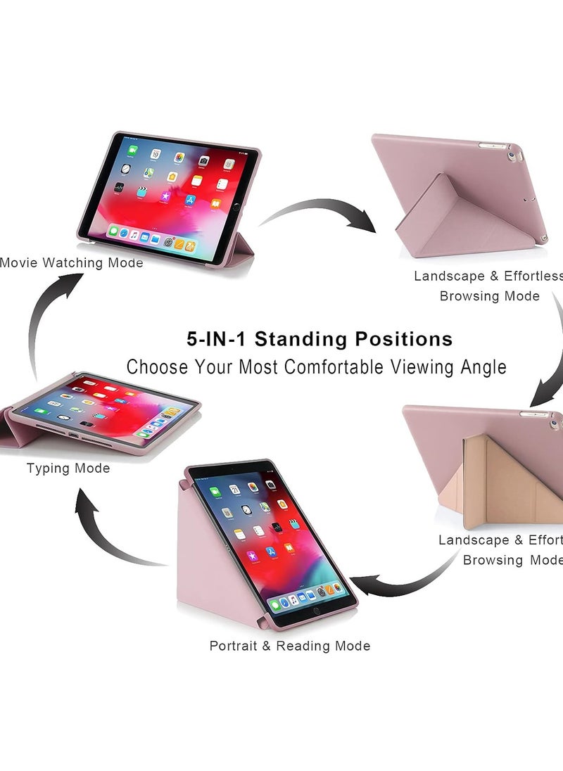 ماركة غير محددة - iPad 10.2 Inch 8th Generation (2020) / 7th Generation (2019) 5 in 1 Smart Case with Viewing Angle Soft TPU Silicone Back Cover with Auto Wake/Sleep (gold) - Image 1