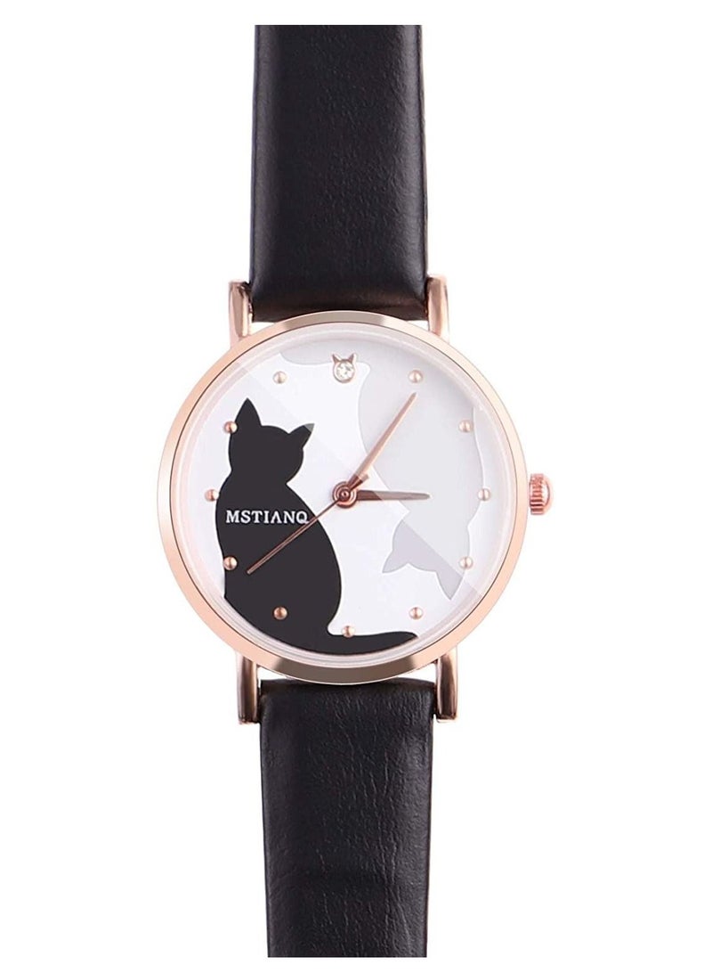 Y&D Women's Watches Cute Cartoon Cat Wrist Watches Girls Simple Harajuku Style Belt Quartz Watch for Girls Ladies Women Students Creative Wristwatches Woman Bracelet  - Image 3