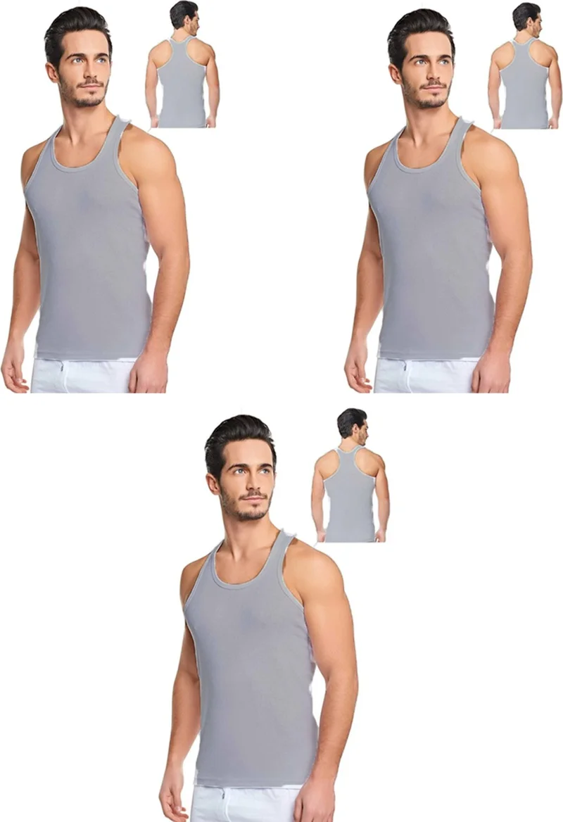 بيليفانتي كولكشن Men's Cotton 6-Piece Gray Sports Undershirt and 6-Piece Gray Boxer 12 Piece Set