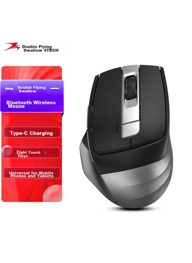 A4TECH ماوس بلوتوث لاسلكي طائر A4tech Fb35cs، نموذج هادئ قابل لإعادة الشحن لجهاز آيباد، آبل ماك، لابتوب، استخدام مكتبي، رمادي فولاذي - Image 1