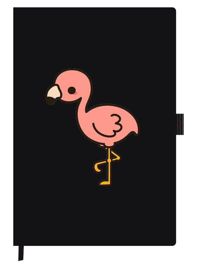 Theodor Designer A5 Thick Black Hardcover Notebook Flamingo - Image 1