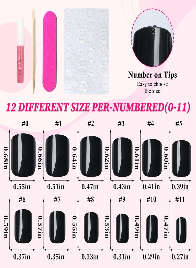 Lifextol 240pc Square Press on Nails Short Fake Nails Press ons with Glue&Adhesive Tabs, Black Acrylic Nails Press on Nails Square Nail Tips Petite Glue on Nails False Nails Artificial Fingernails - Image 5