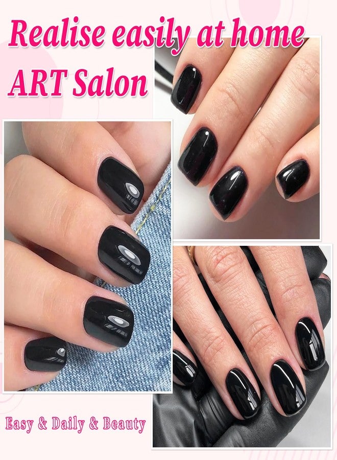 Lifextol 240pc Square Press on Nails Short Fake Nails Press ons with Glue&Adhesive Tabs, Black Acrylic Nails Press on Nails Square Nail Tips Petite Glue on Nails False Nails Artificial Fingernails - Image 4