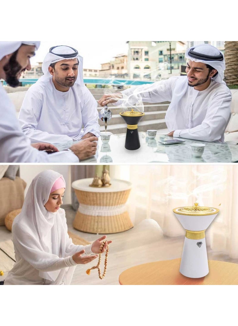 عود بخوان - مبخرة كهربائية بتصميم فريد، مبخرة عربية قابلة للشحن عبر USB، باللون الأسود - Image 1