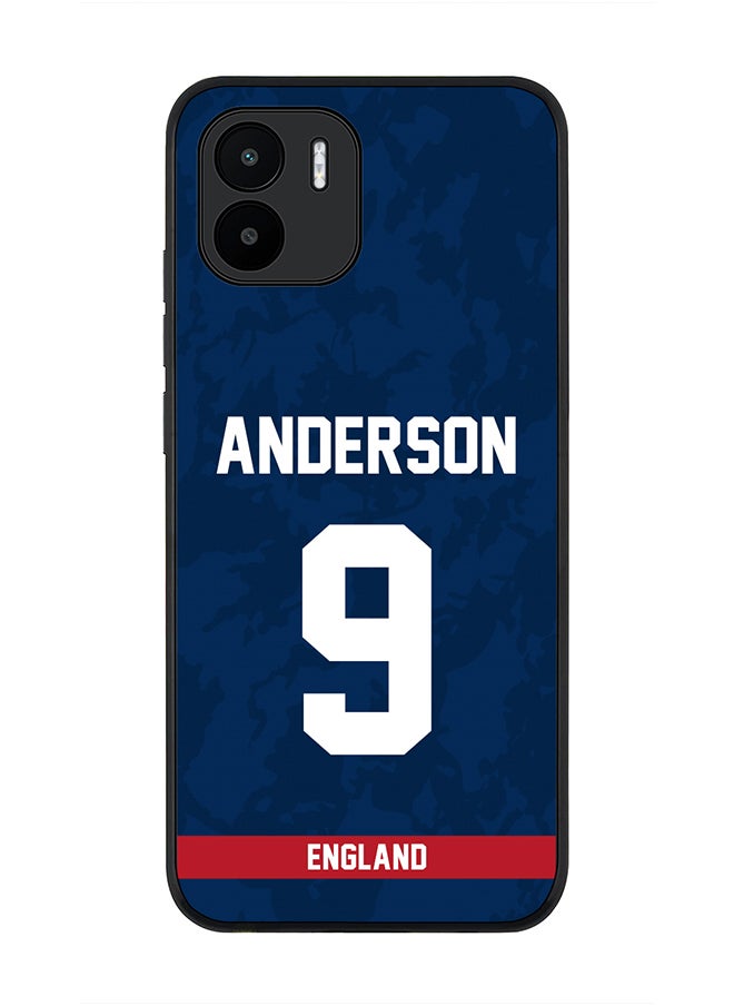 Stylizedd - Rugged Black Edge Case for Xiaomi Redmi A1, Slim fit Soft Case Flexible Rubber Edges Thin Cover - Player Name - James Anderson, Jersey Number- 9 - Image 1