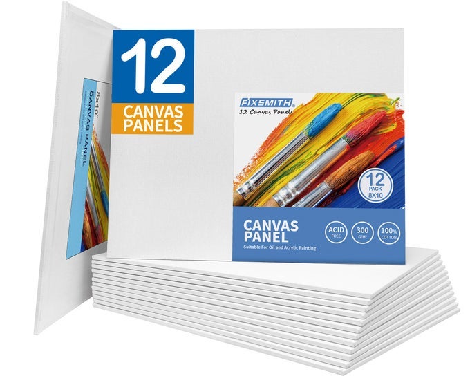CANVAS BOARDS FOR PAINTING 8X10 INCH SUPER VALUE 12 PACK WHITE BLANK CANVAS PANELS 100 COTTON PRIMED PAINTING ART SUPPLIES FOR PROFESSIONALS HOBBY PAINTERS STUDENTS KIDS