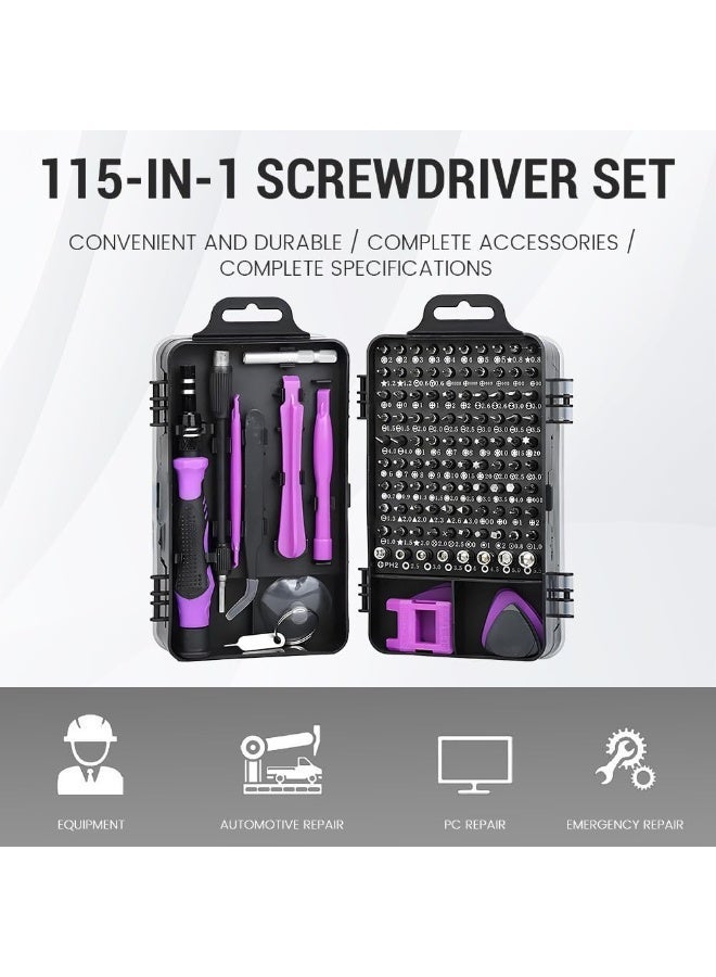 Arabest Purple Magnetic Screwdriver Set, Electronics Repair Tool Kit Micro Magnetic Bit for iPhone, Computer, Laptop, Phone, Mac, Tablet, Home DIY, Game Consoles, Glasses, Watch, Doorbell, 115 in 1 - Image 4