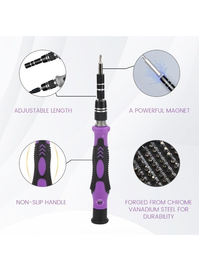 Arabest Purple Magnetic Screwdriver Set, Electronics Repair Tool Kit Micro Magnetic Bit for iPhone, Computer, Laptop, Phone, Mac, Tablet, Home DIY, Game Consoles, Glasses, Watch, Doorbell, 115 in 1 - Image 3