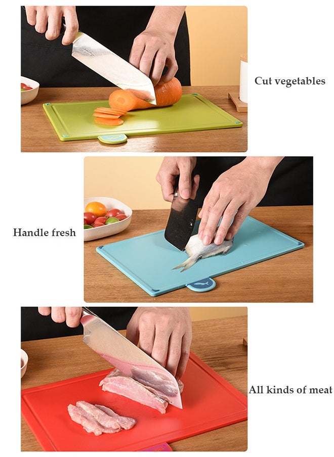 DUNISO 4PCS Kitchen Cutting Boards, plastic cutting board with storage rack, kitchen classification cutting board, double sided usable, suitable for different types of food in the kitchen  - Image 3