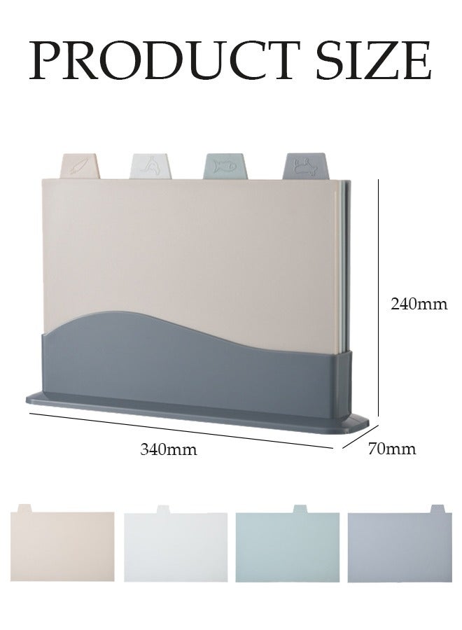 DUNISO Cutting Board, 4 PCS Plastic Cutting Boards Non Slip and Dishwasher Safe with Storage Rack, Double Sided Usable,Food Grade Chopping Boards Set for Fruit, Meat, Vegetable, Fresh food and Dry Goods - Image 2