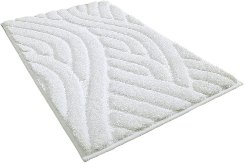 Extra Thicken Bathroom Bath Mat Floor Carpets for Lavatory Washroom Bathtub Side Microfiber Solid Toilet Rug Large Size(White,40x60cm) - Image 1