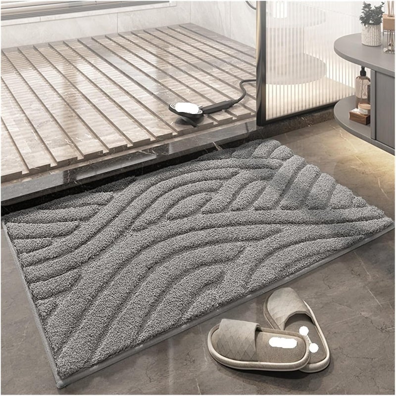 Extra Thicken Bathroom Bath Mat Floor Carpets for Lavatory Washroom Bathtub Side Microfiber Solid Toilet Rug Large Size(White,40x60cm) - Image 2