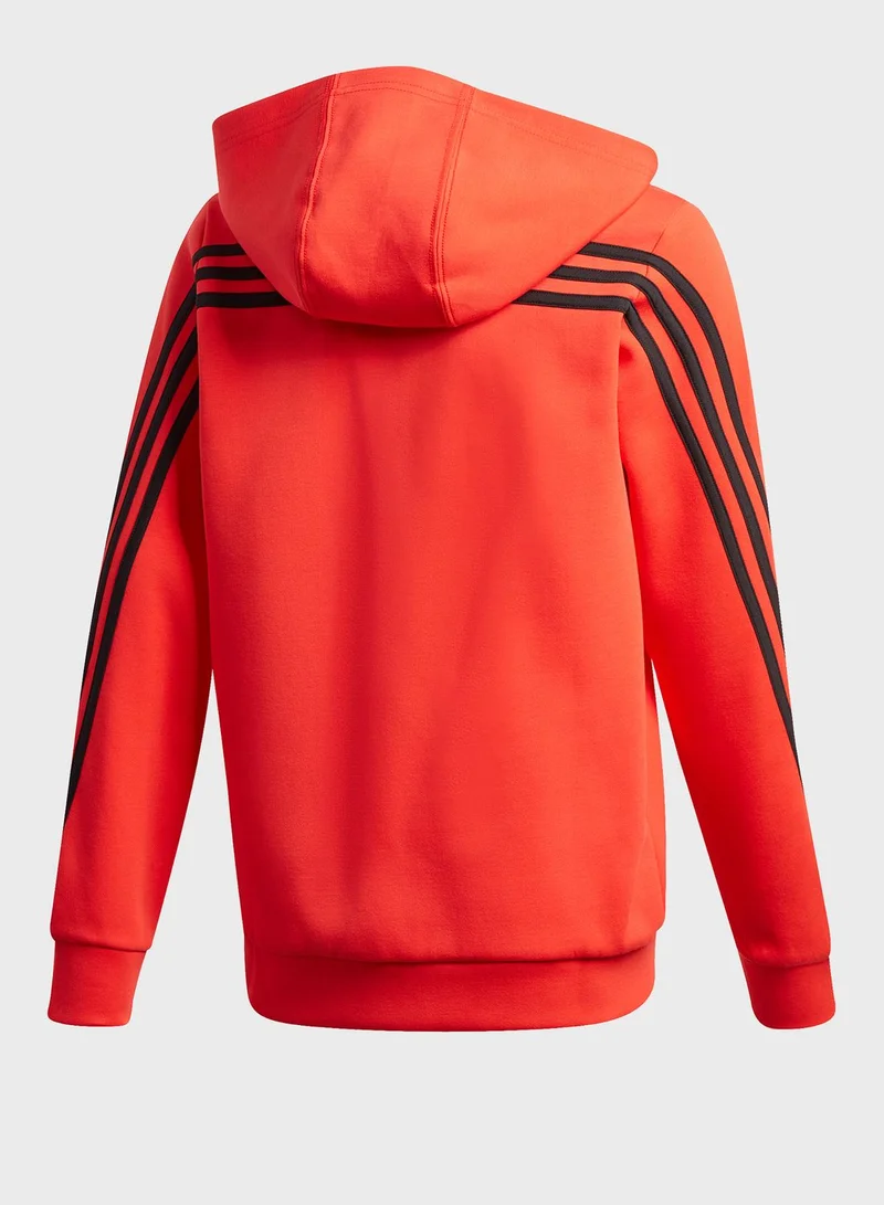 Adidas Youth 3 Stripe Hoodie