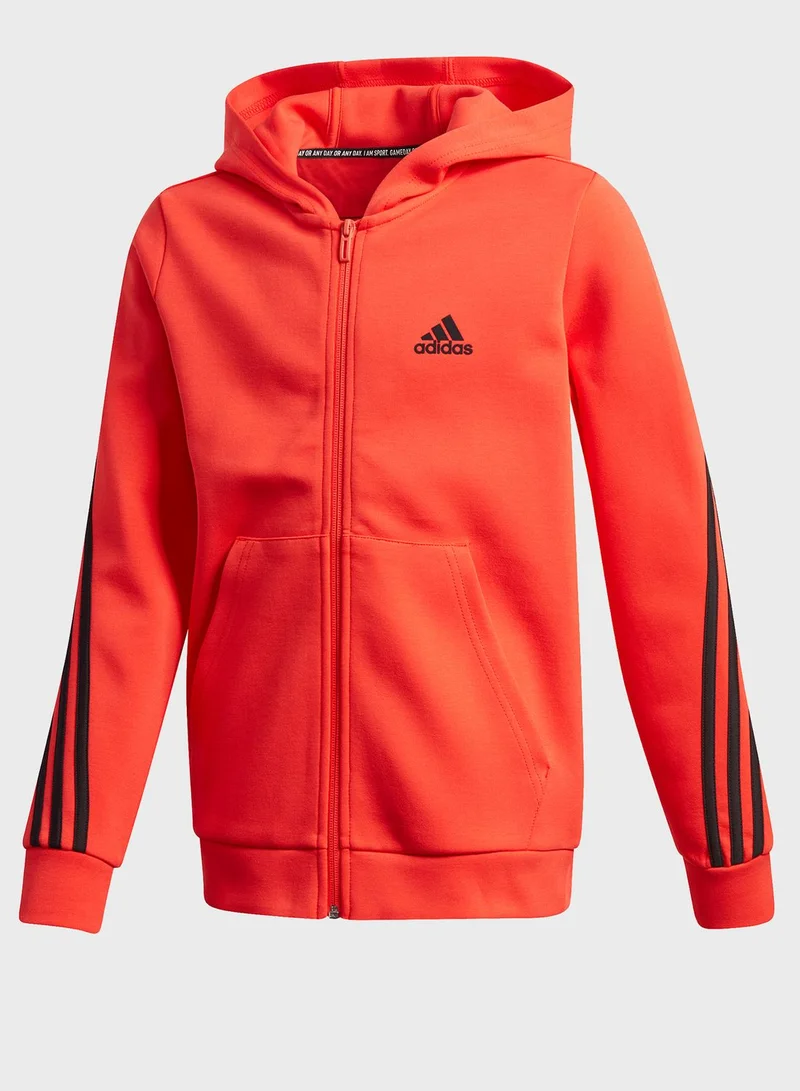 Adidas Youth 3 Stripe Hoodie
