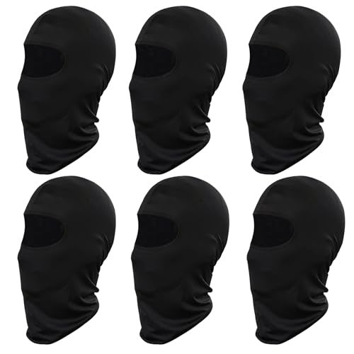 monochef 6pcs Ski Mask Balaclava Full Face Mask Cover Summer Face UV Protector Protection Windproof Men Women Outdoor Sports Black - Image 1