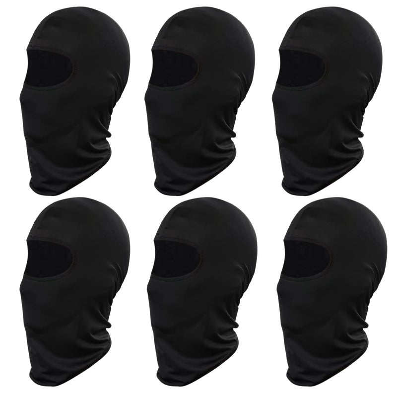 monochef 6pcs Ski Mask Balaclava Full Face Mask Cover Summer Face UV Protector Protection Windproof Men Women Outdoor Sports Black - Image 2