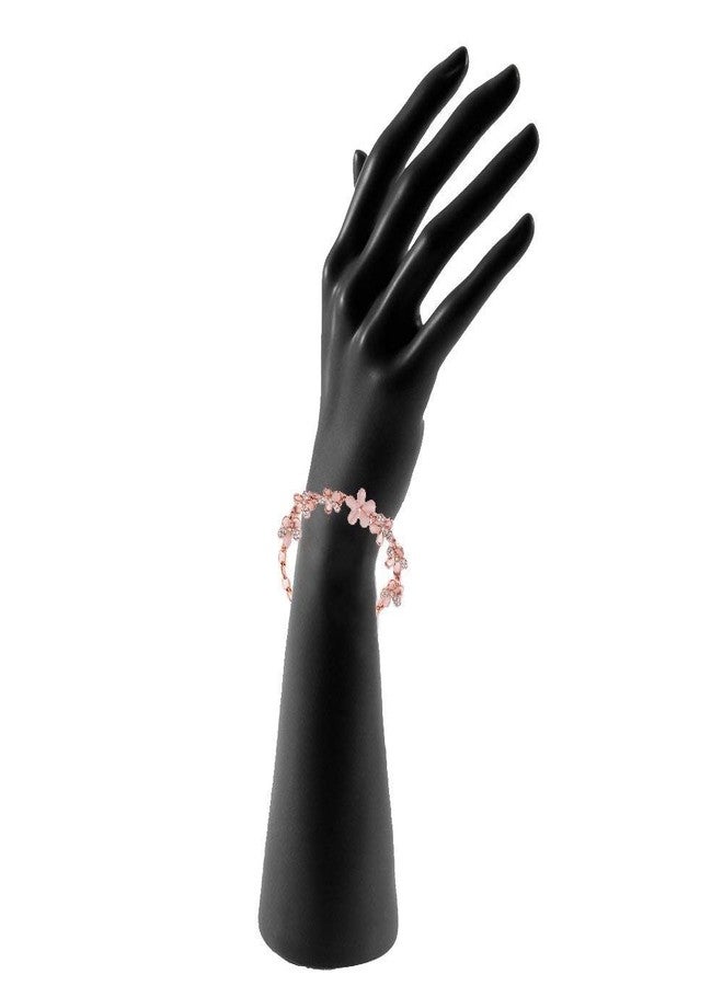 Okos Fashion Jewellery Combo Of 2 Floral And Drop Style Link Adjustable Alloy Bracelet Studded With Multi Color (White;Pink) Crystal Stones For Girls And Women CO1000401 - Image 4