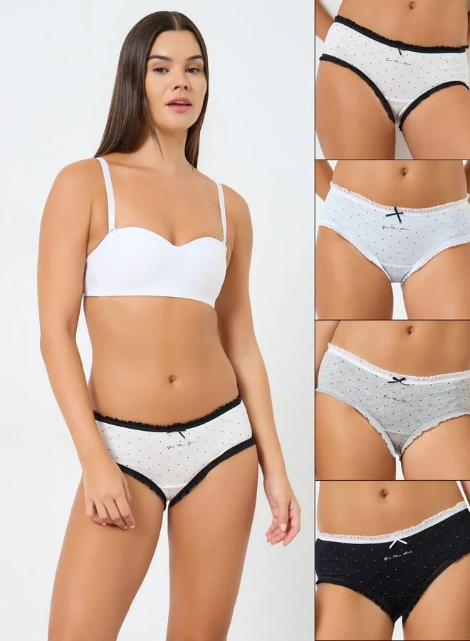 Styli Pack of 4 - Cotton Polka Dot Print Hipster Brief