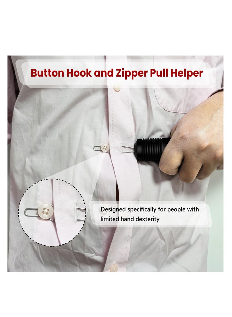 Button Hook & Zipper Pull Tool – One Hand Dressing Aid for Seniors, Disabled, Handicapped – Clothing Assist Device for Buttons, Shirts, Pants, Coats - Image 2