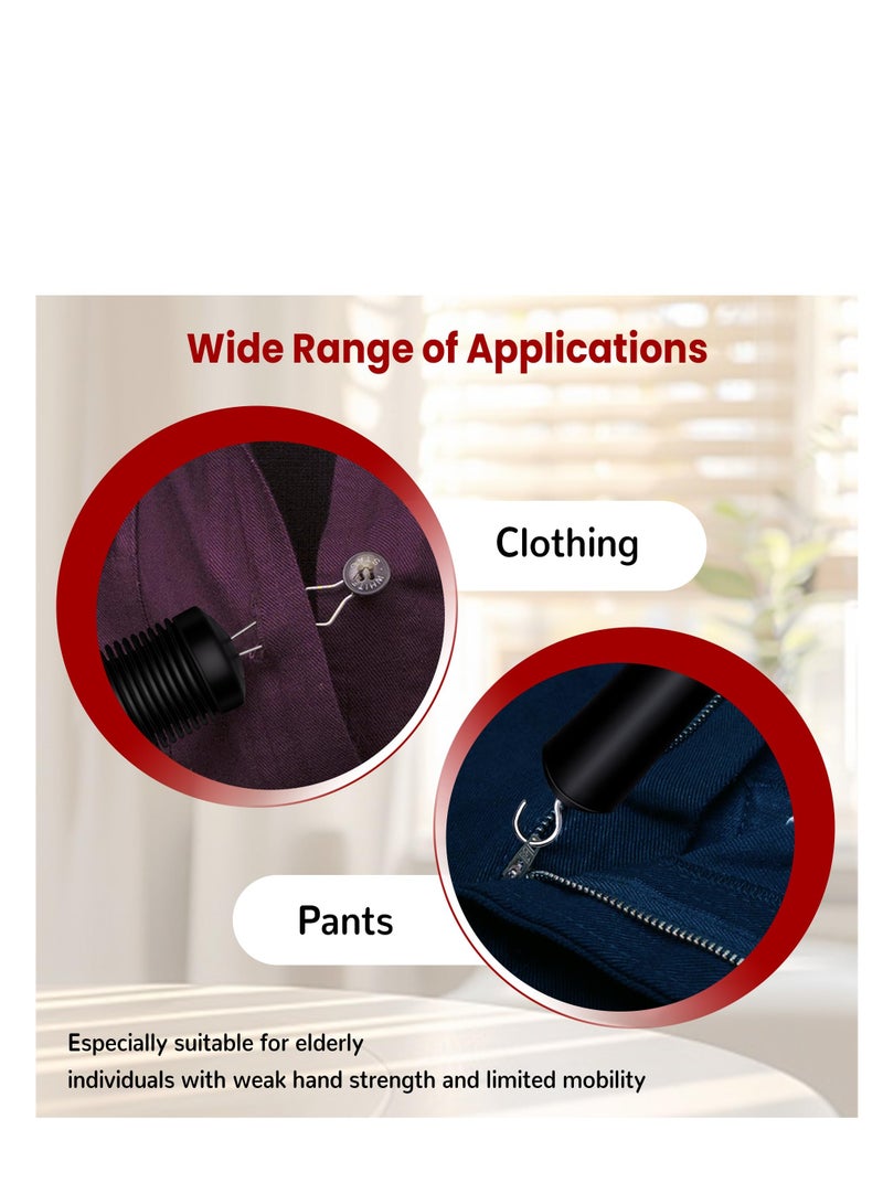 Button Hook & Zipper Pull Tool – One Hand Dressing Aid for Seniors, Disabled, Handicapped – Clothing Assist Device for Buttons, Shirts, Pants, Coats - Image 3