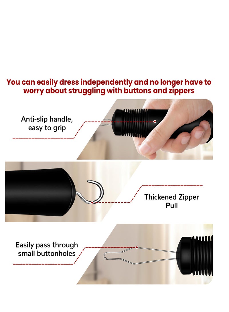 Button Hook & Zipper Pull Tool – One Hand Dressing Aid for Seniors, Disabled, Handicapped – Clothing Assist Device for Buttons, Shirts, Pants, Coats - Image 5