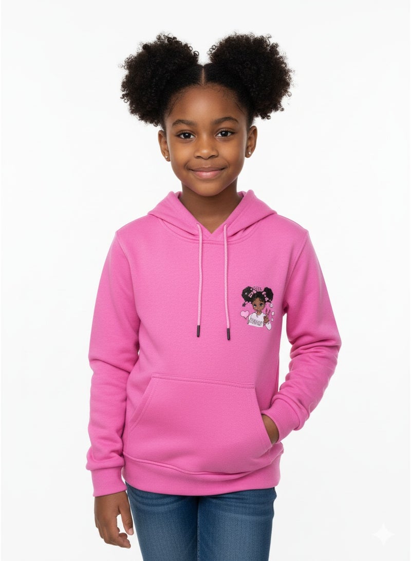 سيزار هودي بناتي مزود بغطاء للرأس وطباعات علي الضهر والصدر - Image 2