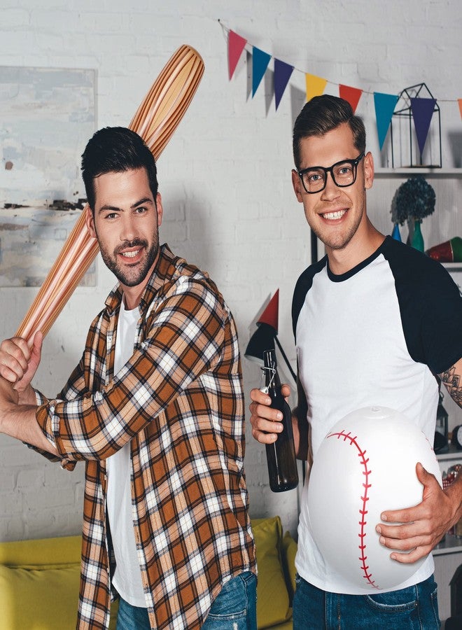 Sotiff 12 Pcs Inflatable Baseball Bat Blow up Baseball Ball for Kids 29.5 Inch Sports Themed Bat Brown Blow up Sports Party Favors Summer Beach Inflatable Toys for Birthday Carnival - Image 2