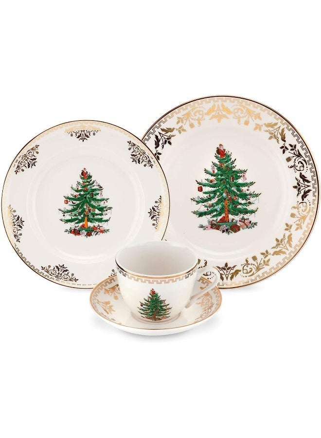 Spode Christmas Tree Gold 4-Piece Holiday Dinnerware Set - Image 1