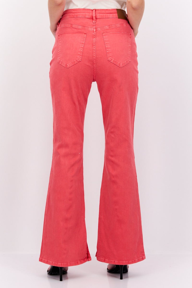 RIVER ISLAND جينز بالازو عادي للنساء بقصة مريحة وارتفاع متوسط، أحمر - Image 2
