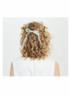 Excefore Sunflower and Rose Simulation Headdress, Boho Flower Headband Hair Wreath Floral Garland Crown Halo Headpiece with Ribbon Wedding Festival Party, Bridal Wreath Boutique Headdress  - Image 5