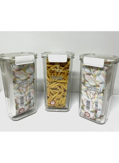 Phoenix Acrylic Refrigerator Food Container,Food box Set of3 Pieces with Airtight Lock - Clear Silicone Sides -3 * 1700ml White  - Image 1