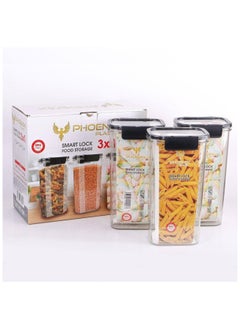 Acrylic Refrigerator Food Container,Food box Set of3 Pieces with Airtight Lock - Clear Silicone Sides -3 * 1700ml White - pzsku/Z9022536B423AF54B6D95Z/45/_/1719446289/ab19e216-40c7-42d0-a51d-8532e3552a6a