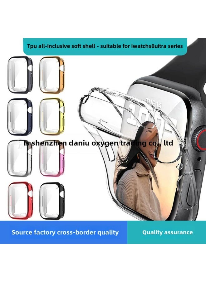جراب حماية لساعة Apple Watch iWatchS8، جراب ساعة TPU مطلي بالكهرباء، جراب حماية مدمج، جراب ناعم - اللون: ذهبي وردي - الأبعاد: 42 مم (ينطبق على الجيل 1/2/3 من Apple Watch)