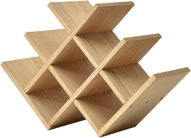 KIRIGEN Wooden 8-Bottle Wine Rack - 3-Tier Wood Wine Display Rack/Standing and Countertop Wine Storage Shelf - Bottle Holder/Cabinet Glass Rack Natural XHJJ3-NA - Image 1