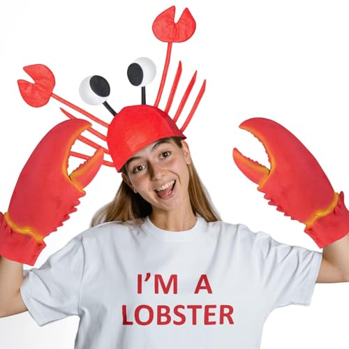 Valentoria Funny Lobster Crab Hands Gloves Hat Cap Cospaly Party Costume Props Halloween Toys Funny Gifts for Kids(Gloves^) - Image 2