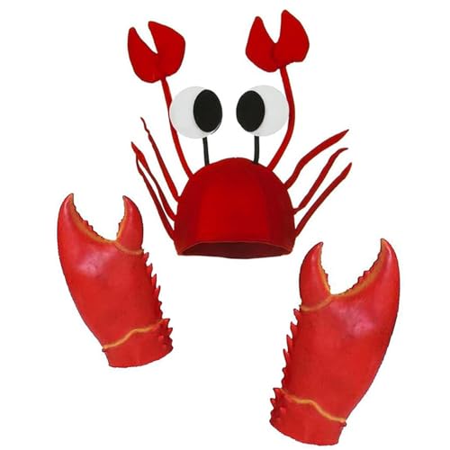 Valentoria Funny Lobster Crab Hands Gloves Hat Cap Cospaly Party Costume Props Halloween Toys Funny Gifts for Kids(Gloves^) - Image 1